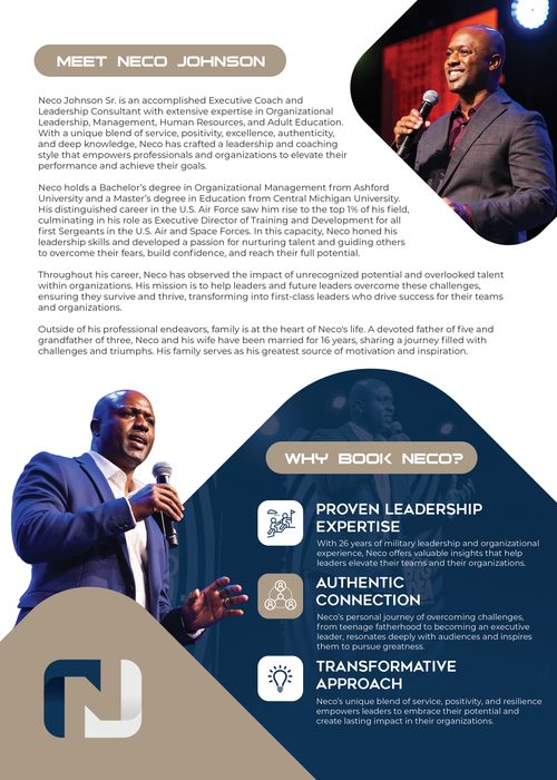 Neco Johnson press kit — biography and why book Neco page.